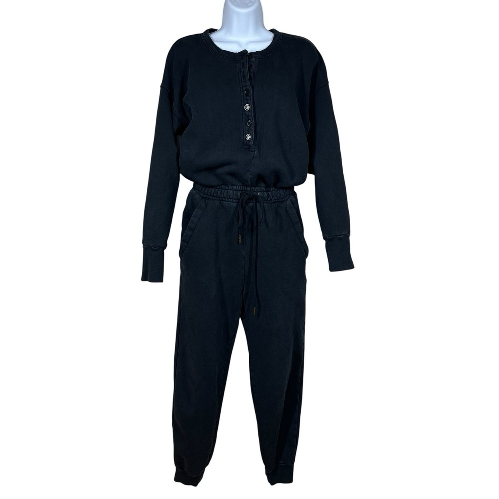 Citizen of Humanity LouLou Fleece Jumpsuit Womens S Black Drawstring Cozy Romper